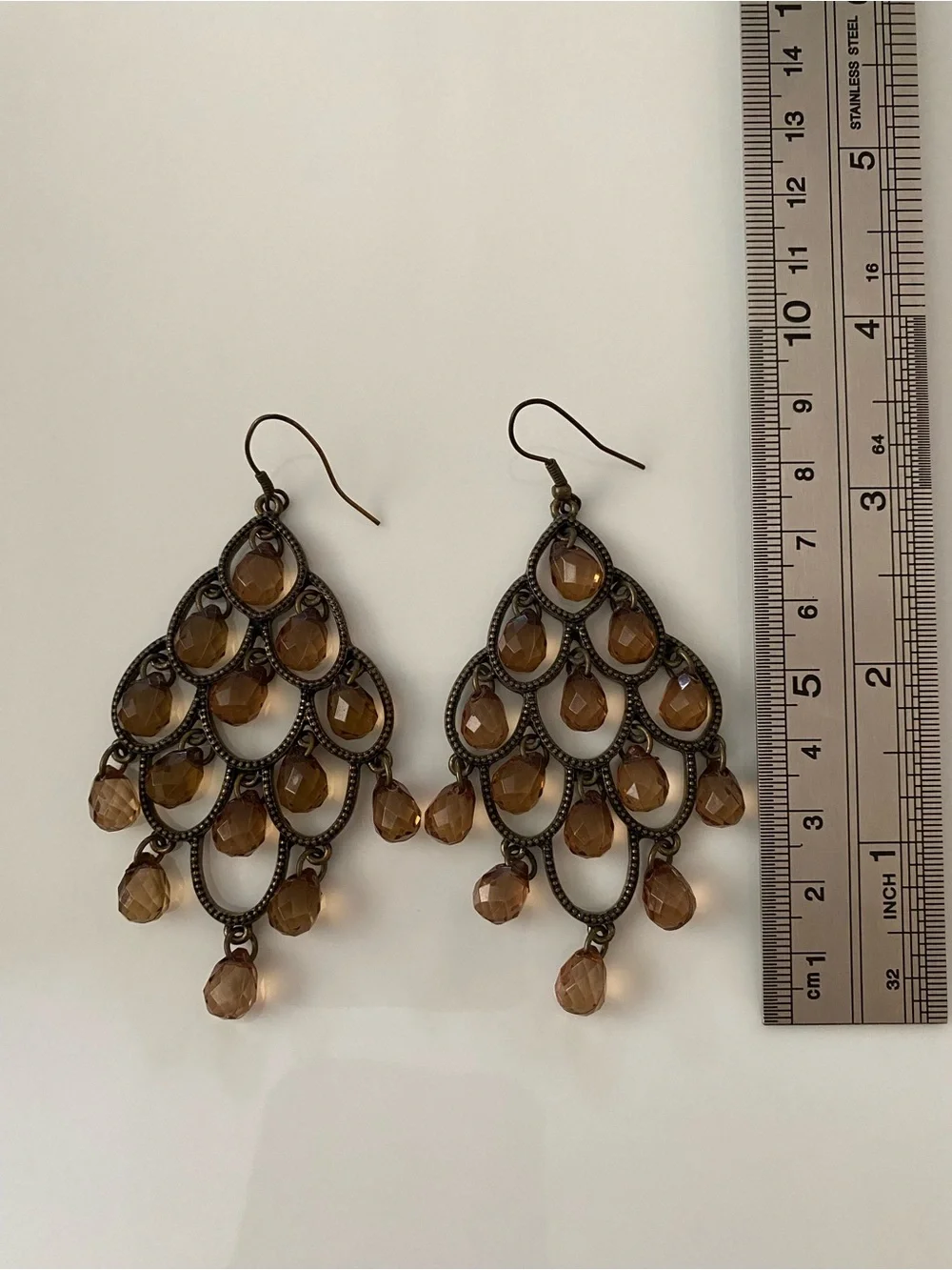 Brown Faceted Bead Chandelier Earrings - Women Jewelry